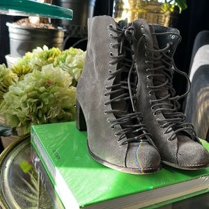 Jeffery Campbell Booties Gray Suede Sz 39